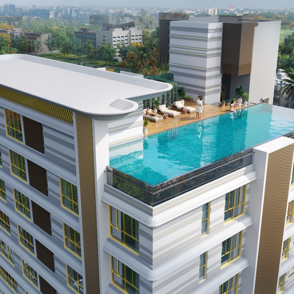 Rooftop swimming pool at Merlin Arama New Alipore